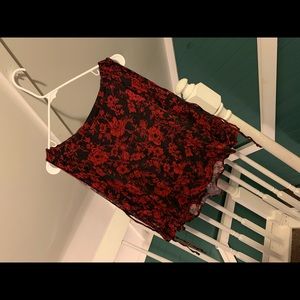 Red and black floral top